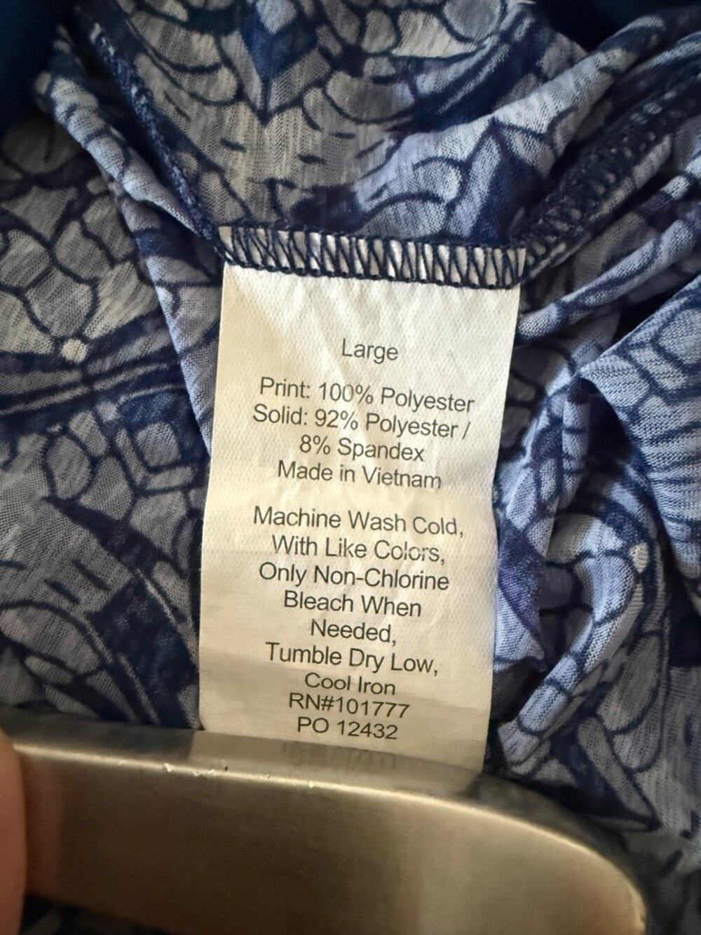 Reversible Skirt Sz L Navy White Medallion Print A Line Knee Length - Picture 6 of 11